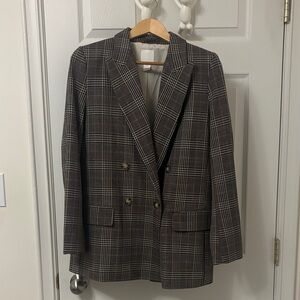 H&M Double-Breasted Plaid Blazer